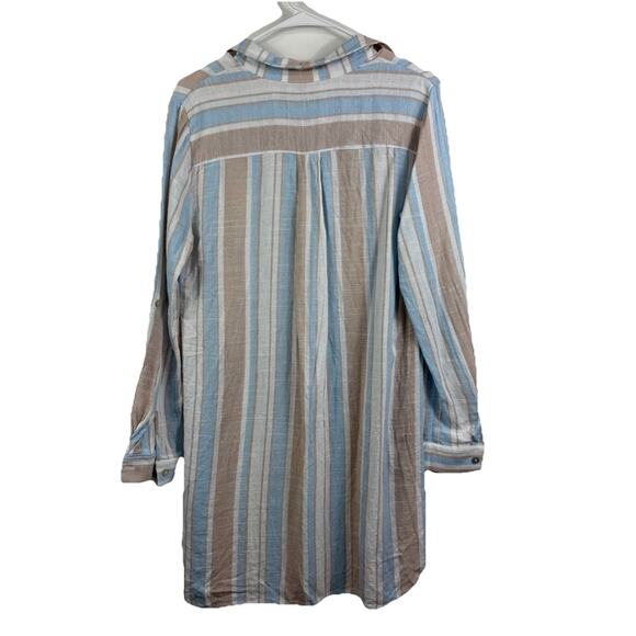 Striped Linen Blend Kay Celine Popover Shirt Dress Small Coastal Beach Preppy - Picture 6 of 11